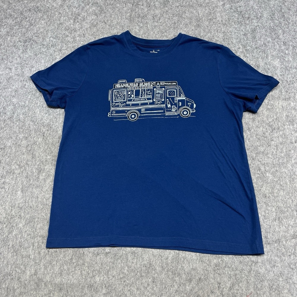 Banana Republic Shirt Mens XL Blue Crew Neck Neapolitan Slice Pizza Casual Tee